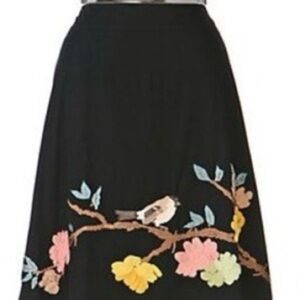 RARE Artist Karen Nicol embroidered Black A-Line Skirt
